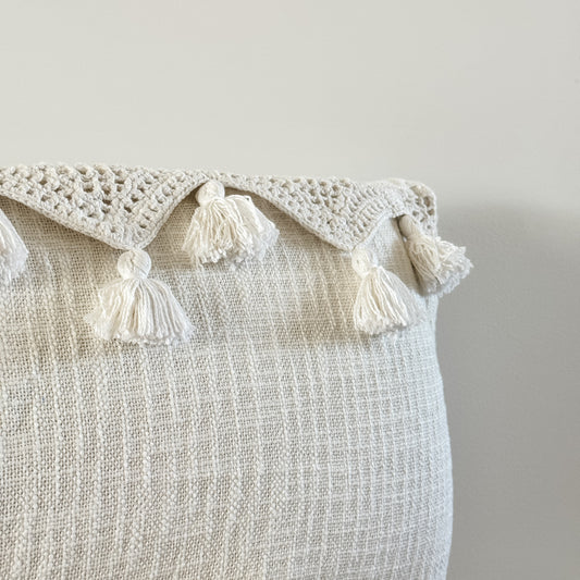 Gypsy Tassel Cushion Cover | White | 35x80cm