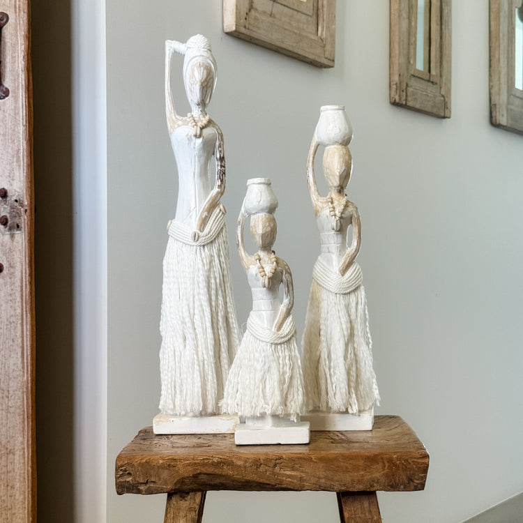 Coastal Island Tribal Lady Statue – White