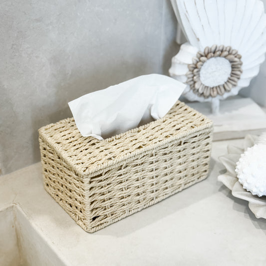 Natural Woven Rectangular Tissue Box Cover Preorder