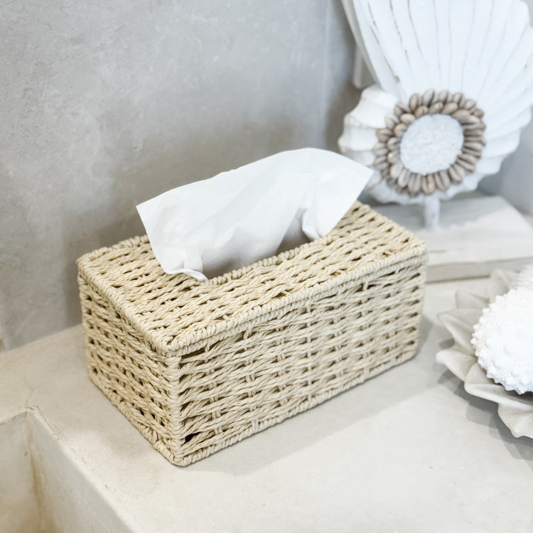 Natural Woven Rectangular Tissue Box Cover Preorder