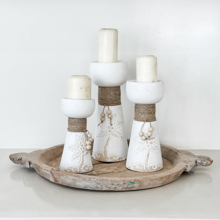 Sundara Carved Candle Holders – Set of 3