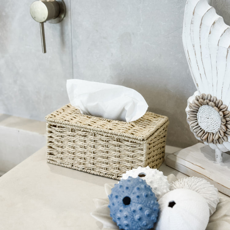 Natural Woven Rectangular Tissue Box Cover Preorder