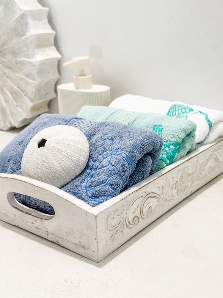 Coastal Shores Embroidered Hand Towel Set – Set of 3