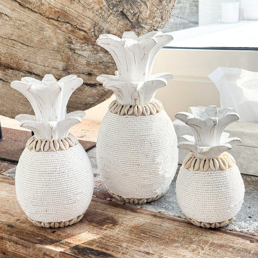 Coastal Beaded Pineapple – White