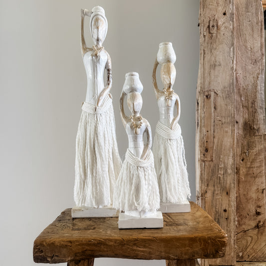 Coastal Island Tribal Lady Statue – White