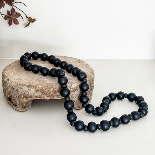Noir Timber Bead Necklace