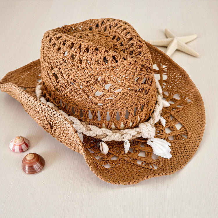 Seashell Breeze Straw Hat | Brown Preorder