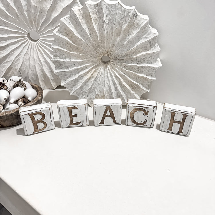 Beach Timber Letter Blocks – Coastal Decorative Word Blocks