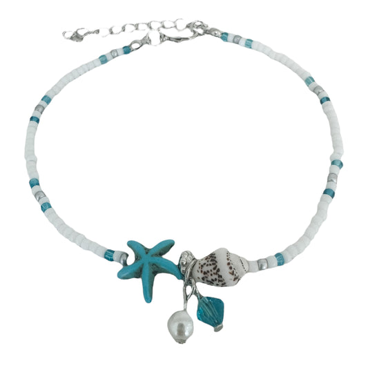 Beaded Pearl Shell Anklet | Willow & the Waves Collection