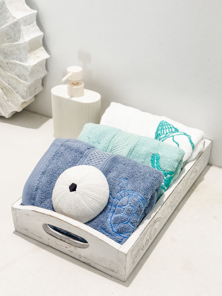 Coastal Shores Embroidered Hand Towel Set – Set of 3