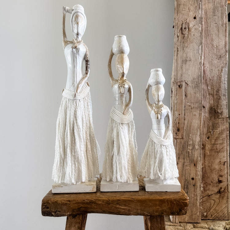 Coastal Island Tribal Lady Statue – White