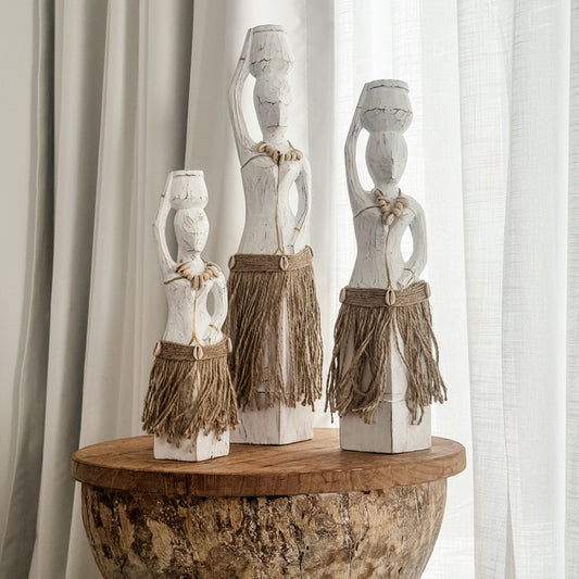 Coastal Island Tribal Lady Statue – Whitewash