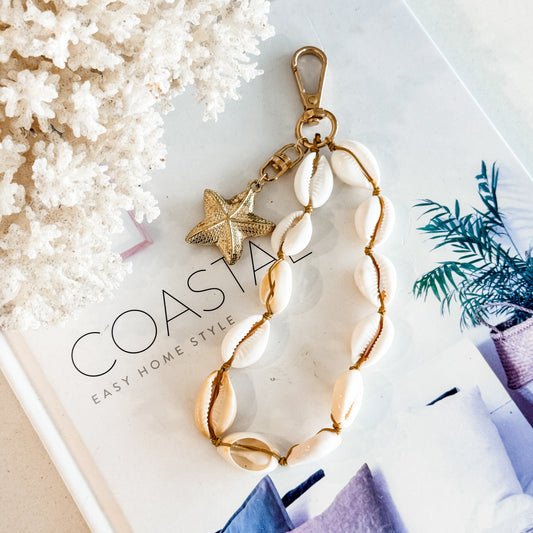 Cowrie Shell & Starfish Bag Charm Keyring