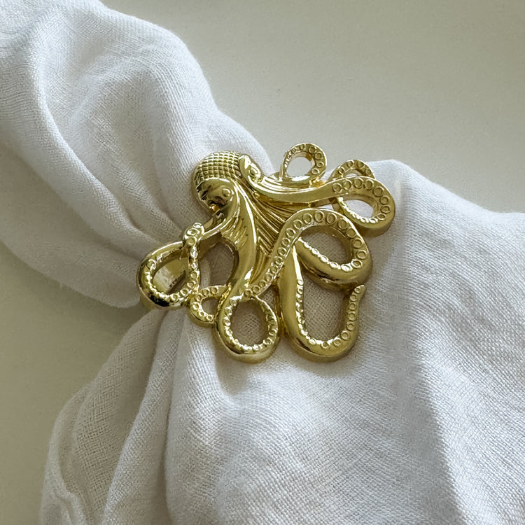 Golden Ocean Napkin Ring Set – 6 Piece