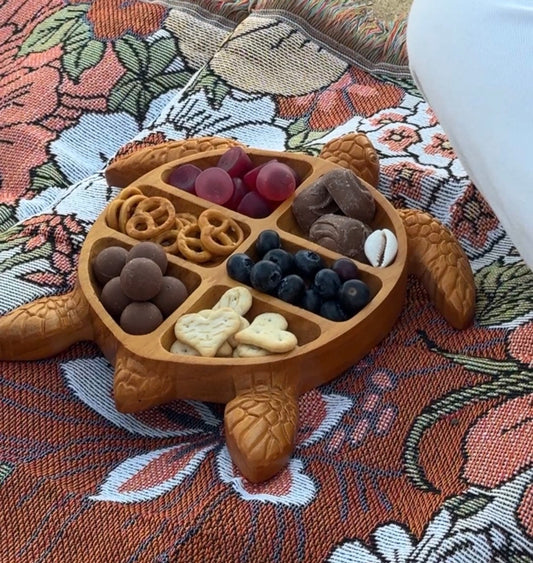 Carved Wooden Turtle Grazing Platter | Coastal Entertaining Board