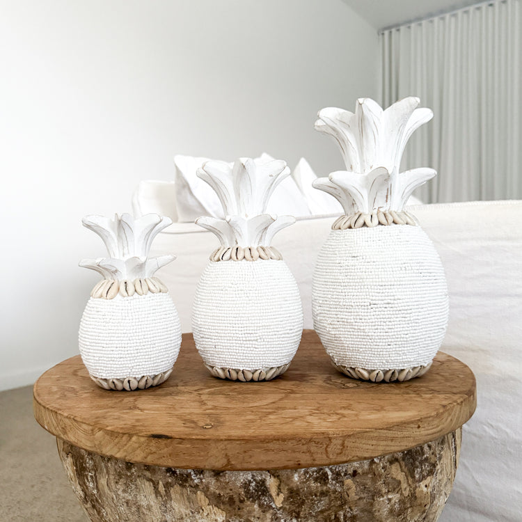 Coastal Beaded Pineapple – White