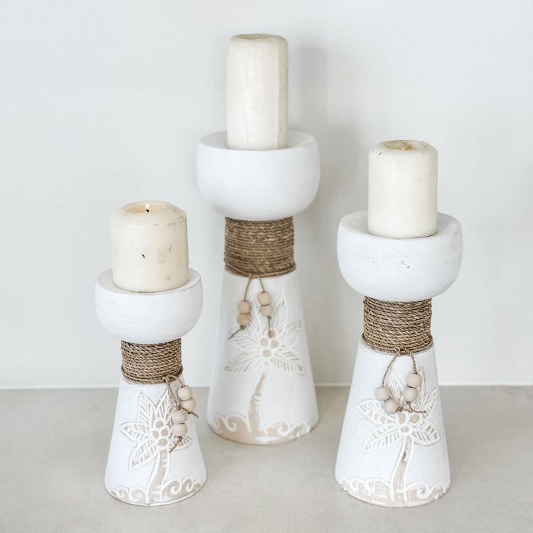 Sundara Carved Candle Holders – Set of 3