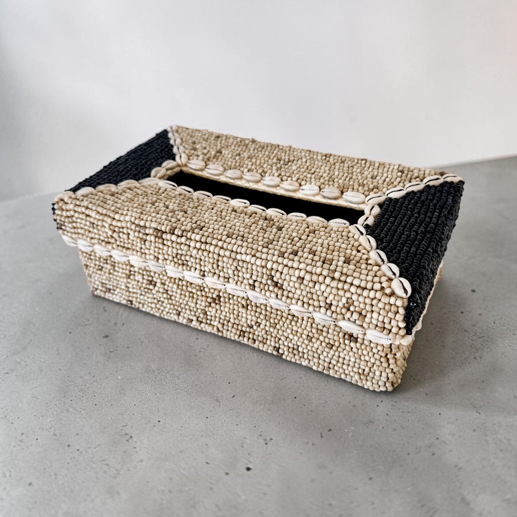 Maya Beaded & Cowrie Tissue Box Cover