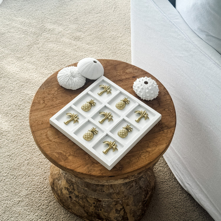 Tropical Gold Palm & Pineapple Tic Tac Toe Game