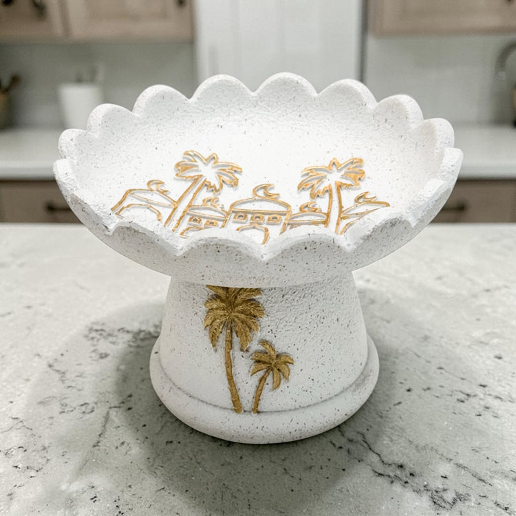 Palm Cove Scallop Pedestal Bowl