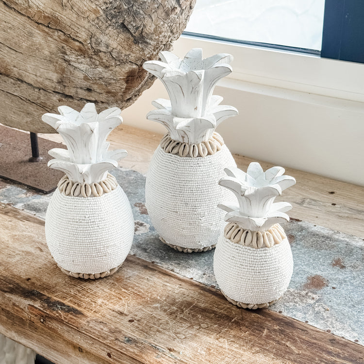 Coastal Beaded Pineapple – White