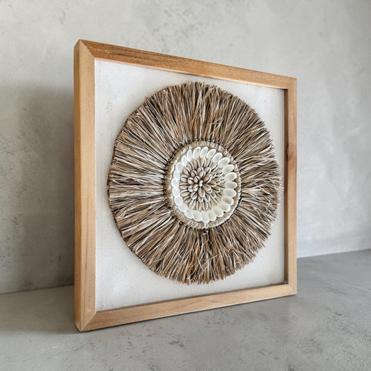 Raffia & Shell Sunburst Wall Art