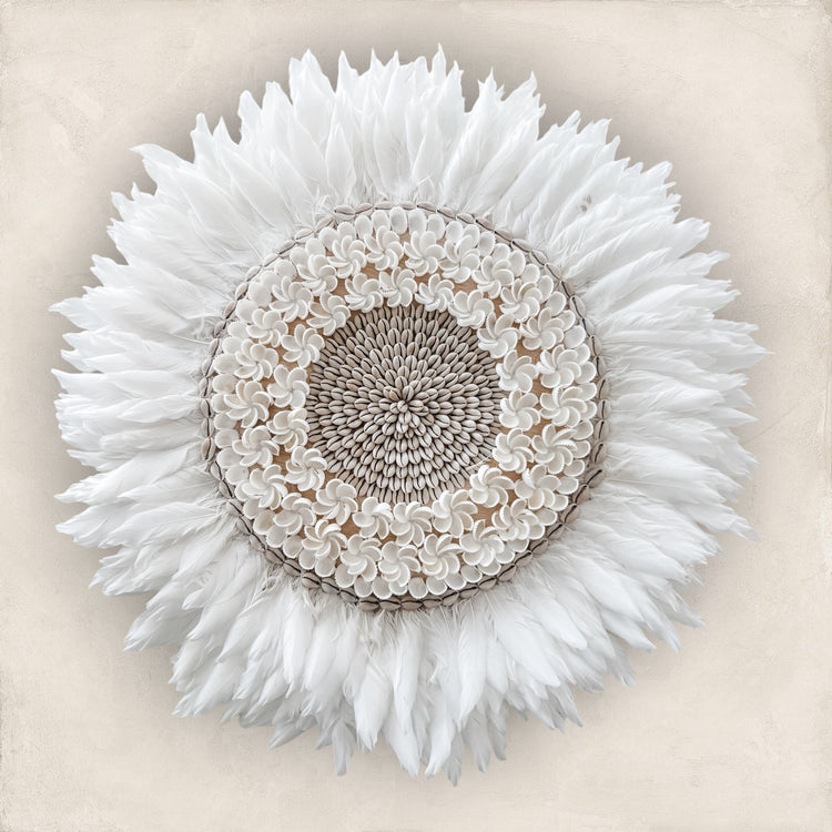 White Shell & Feather Juju Wall Hanging
