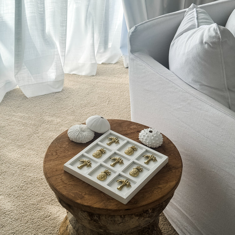 Tropical Gold Palm & Pineapple Tic Tac Toe Game