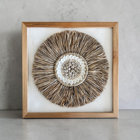 Raffia & Shell Sunburst Wall Art