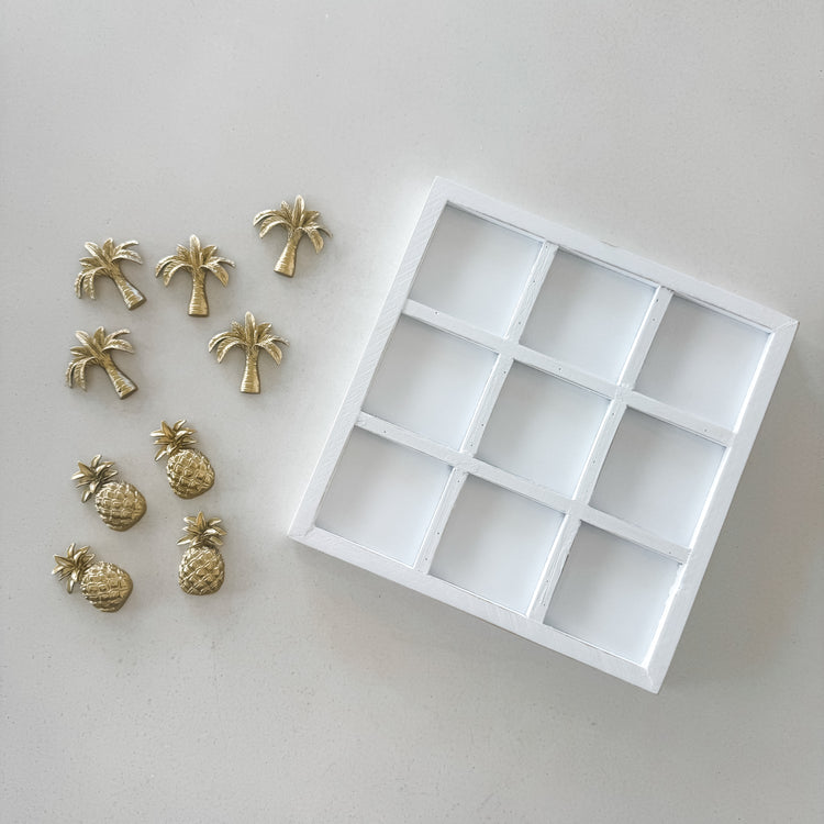 Tropical Gold Palm & Pineapple Tic Tac Toe Game