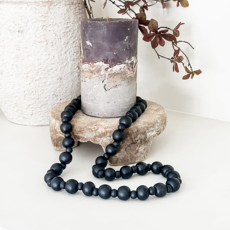 Noir Timber Bead Necklace