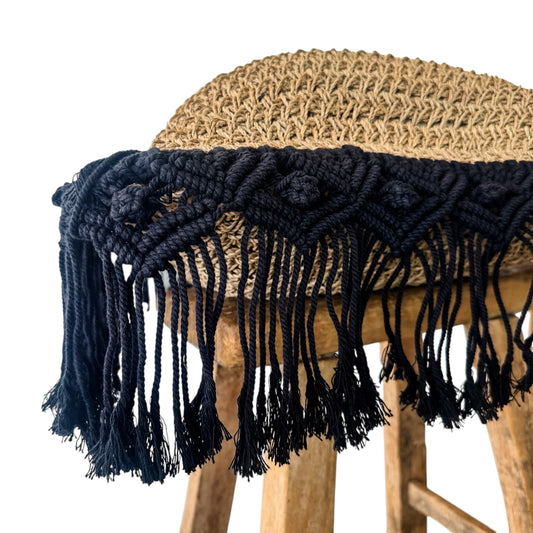 Summer Breeze Cushion Cover | 50x50cm | Seagrass with Black Fringe