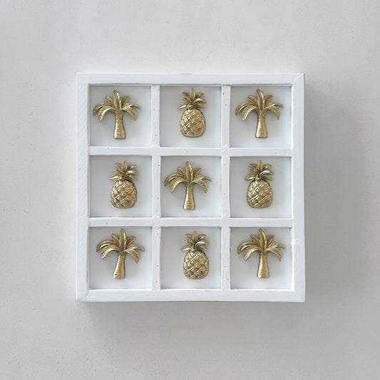 Tropical Gold Palm & Pineapple Tic Tac Toe Game