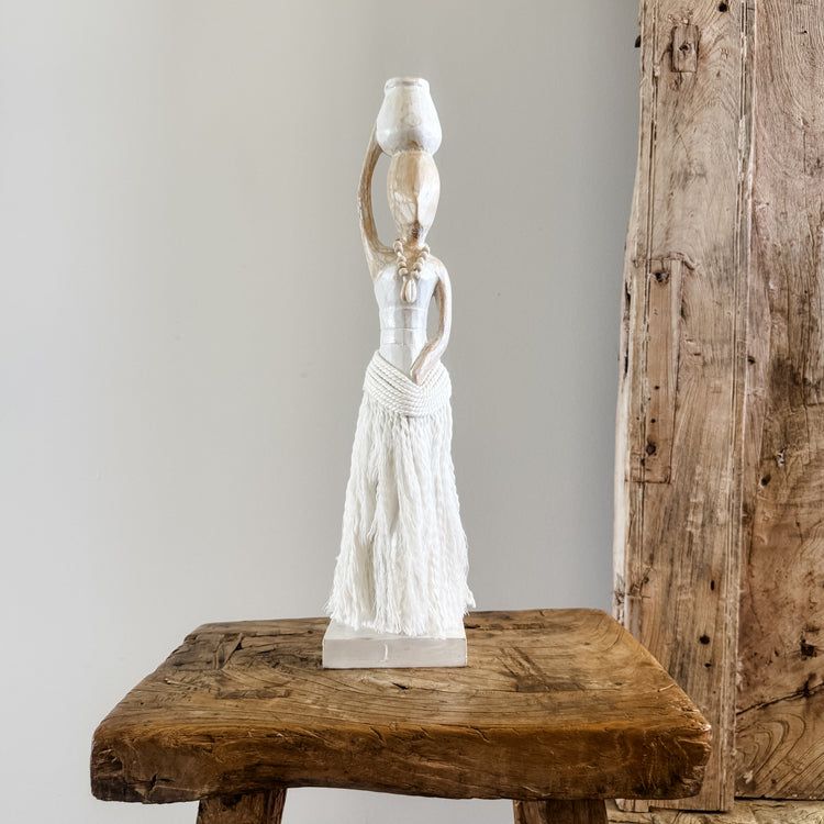Coastal Island Tribal Lady Statue – White