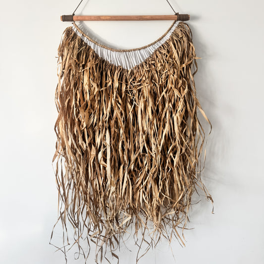 Luna White Detail Raffia Wall Hanging | Natural Fibre Wall Art | 65x120cm
