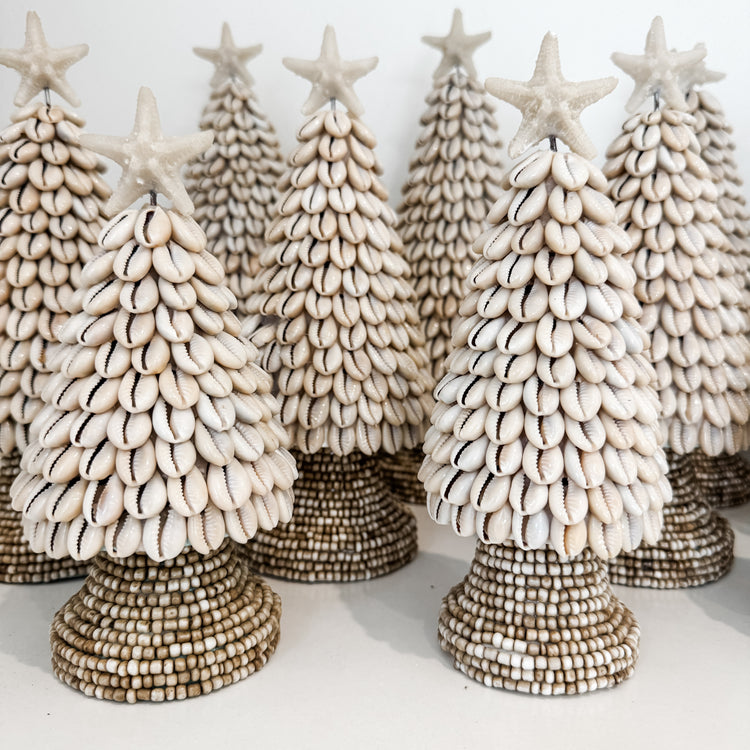 Cowrie Shell Christmas Trees – Coastal Handmade Décor (Three Sizes)