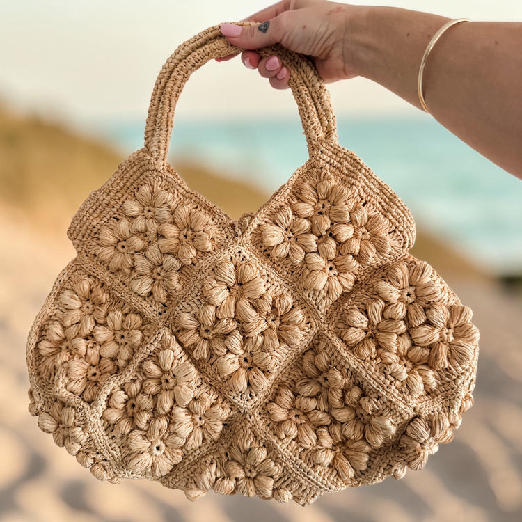 Amalfi Raffia Floral Bag