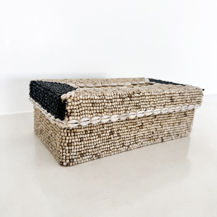 Maya Beaded & Cowrie Tissue Box Cover