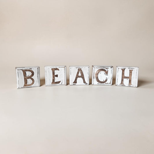 Beach Timber Letter Blocks – Coastal Decorative Word Blocks