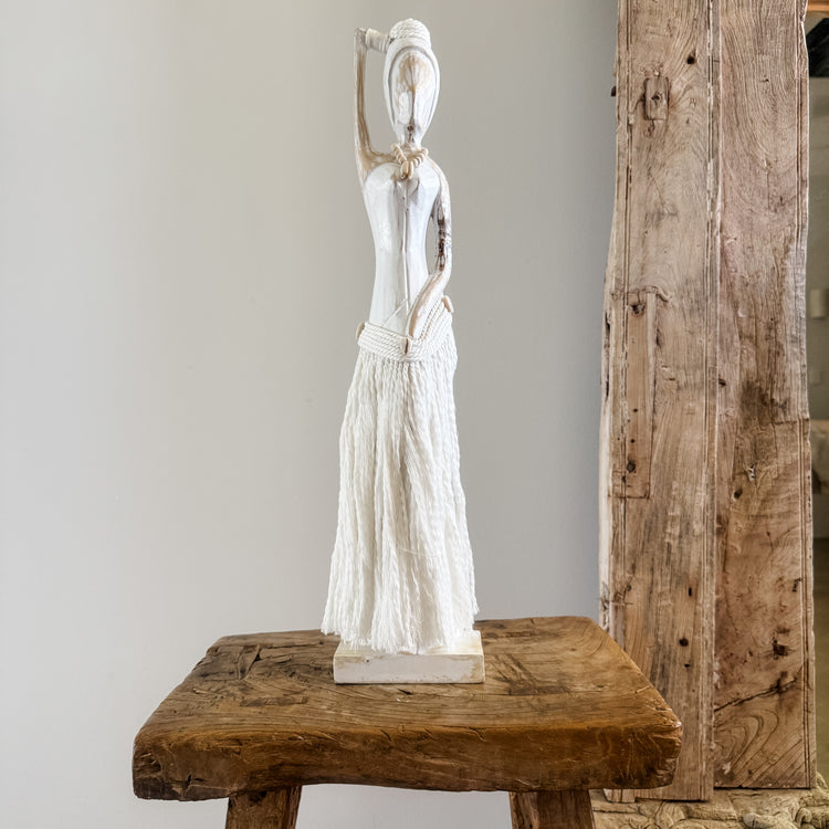 Coastal Island Tribal Lady Statue – White