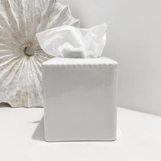 Maeve White Ceramic Tissue Box