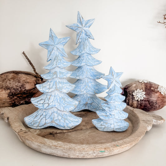 Ice Blue Coastal Christmas Tree Trio – Limited Edition