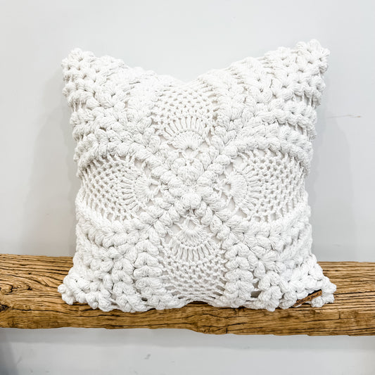 Maria Crochet Cushion Cover | White | 50x50cm
