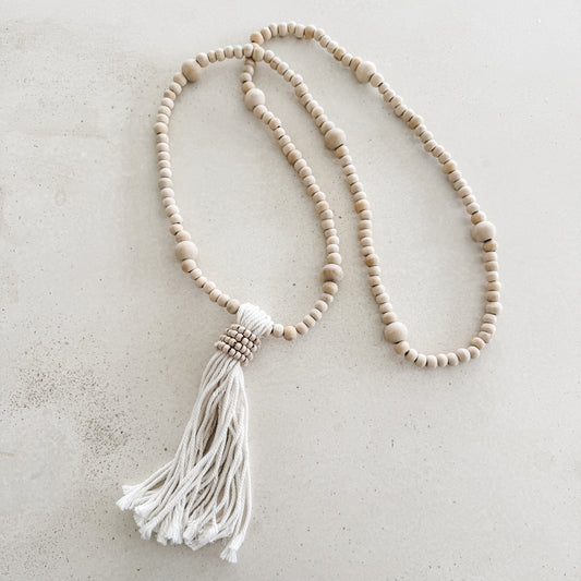 Natural Beaded Tassel Garland | 100cm