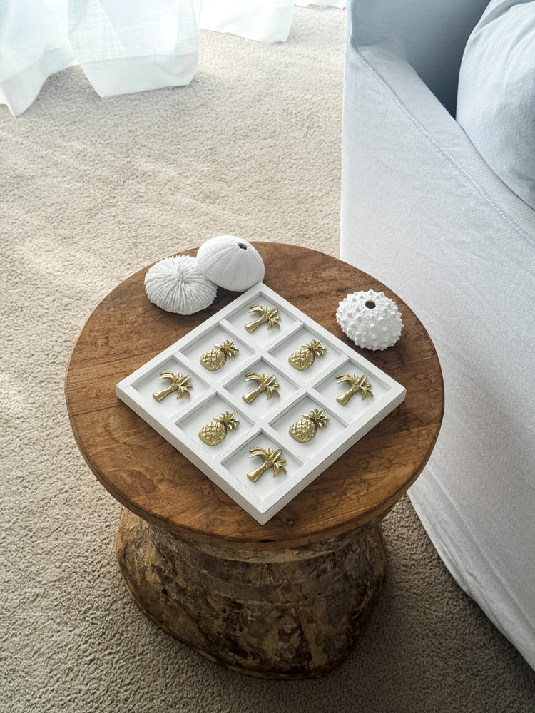 Tropical Gold Palm & Pineapple Tic Tac Toe Game