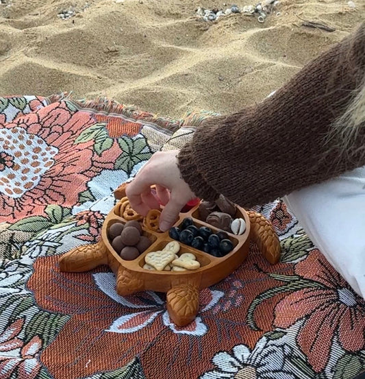 Carved Wooden Turtle Grazing Platter | Coastal Entertaining Board