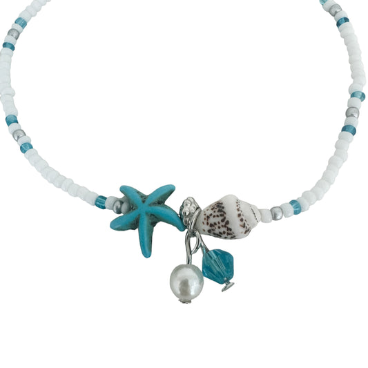 Beaded Pearl Shell Anklet | Willow & the Waves Collection
