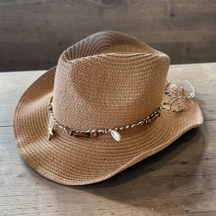 Coastal Cowgirl Hat | Tan with Starfish Charm