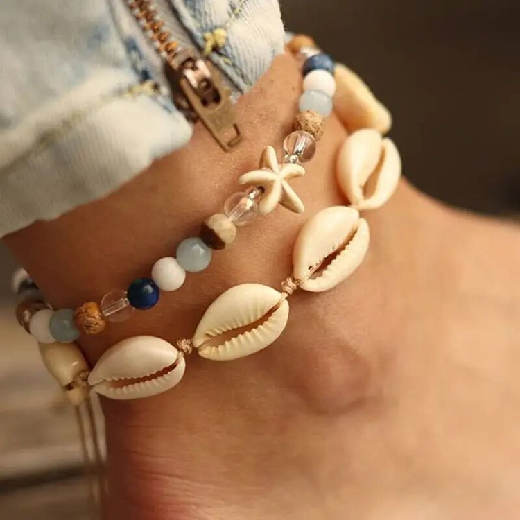 Curacao Cowrie Anklet/Bracelet Set | Willow & the Waves Collection