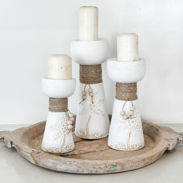 Sundara Carved Candle Holders – Set of 3